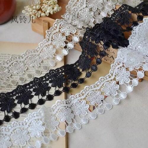 5 Meters 5cm Width New White Black Khaki Lace Trim Embroidery Applique Polyester Trimming Sewing Crafts Hot Sale