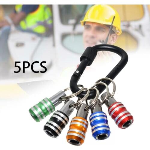 5pcs Screwdriver Bit Holder 1/4" Hex Shank Keychain Bit Bits Stainless steel 35x6.35mm