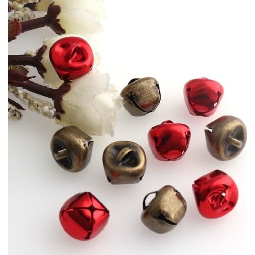 50pcs Bronze/Red Metal Jingle Bells Loose Beads 14mm Festival Party Decoration/Christmas Tree Decorations/DIY Crafts Accessories