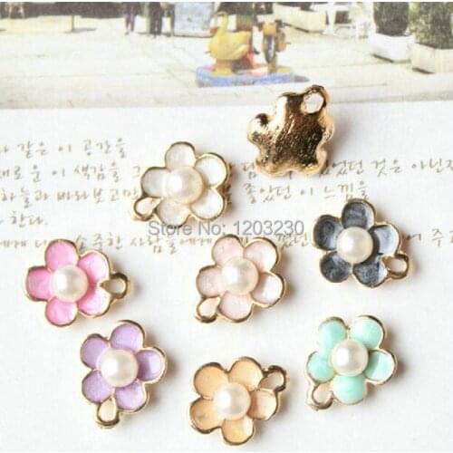 50pcs/lot Fashion Alloy Drop oil Gold-color metal daisy flower shape pendant charms diy jewelry making decoration matterial