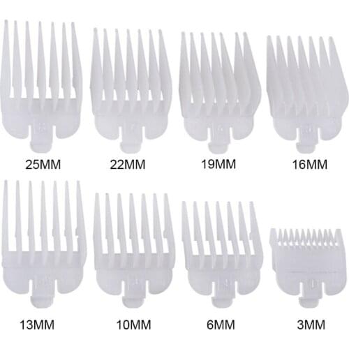 8Pcs Professional Hair Clipper Limit Comb Guide Attachment Size Barber Replacement 3/6/10/13/16/19/22/25mm Shaving Combs
