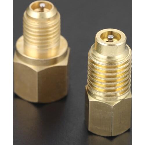 2Pcs 1/4" ACME Female 1/2" Male R134a and R22 Adapters w/ Valve Core Refrigerant Tank/Vacuum Pump