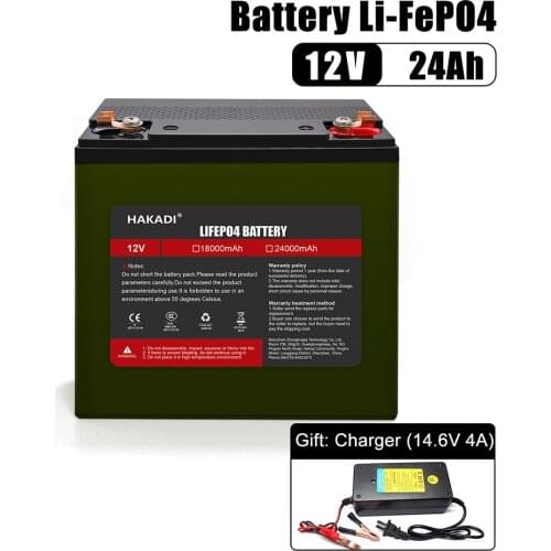 12V 24Ah Rechageable Lifepo4 Deep Cycle Lithium Battery Pack With Build-in BMS For Emergency Equipment LED Energy Storage