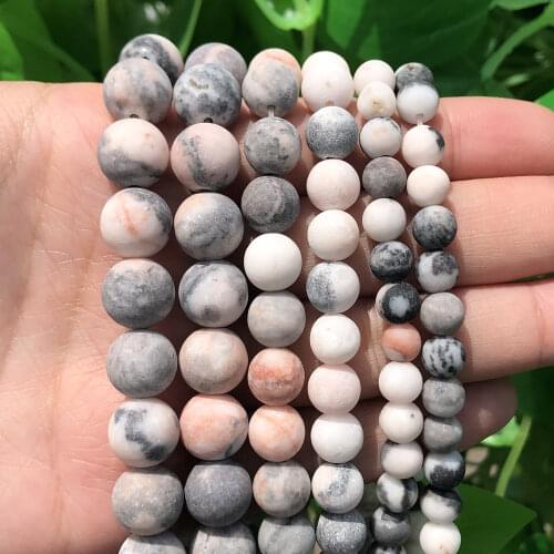 4/6/8/10mm Matte natural stone beads Pink Zebra Jaspers round bead spacer jewelry Beads for jewelry Making Bracelet Necklace