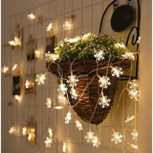 2M 3M 6MChristmas Tree Decoration Snowflakes String Lights Battery-operated Garland Light Christmas Decor Outdoor Garland Lights