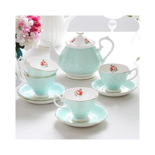 Ceramic Rural Retro Style English Afternoon Tea Set Pu'er Oolong Green Teaware Bone China Coffee Cup Saucers European Style