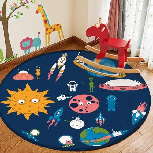 New Alien Astronaut Pattern Baby Hand Print Carpet Baby Play Fashion Children Carpet Non-Slip Children Safety Flannel Carpet