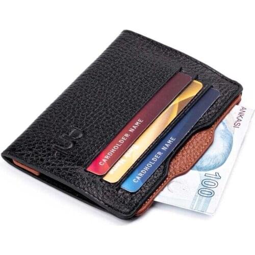 Rio Sport Nested Leather Card Holder Wallet Black-Tan