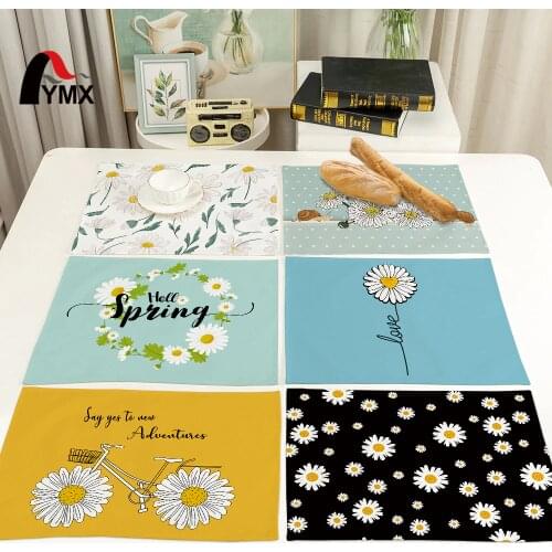 FYMX Creative Flower Napkins Popular Small Daisy Flower Color Yellow Printing Pattern Napkins For Home Decoration