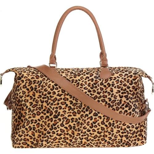 Leopard Weekender Bag Travel Duffle Bag For Women Large Cheetah Tote PU Handle Shoulder Bag With Shoulder Strap