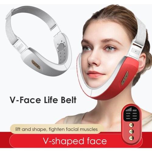 Facial Massager Lazy Slimming Corrector Blue LED Face Chin V-Line Lift Up Belt EMS Facial Skin Slimming Lifting Device