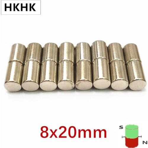 8x20 Neodymium Magnet 8mm x 20mm Super Powerful Strong Permanent Magnetic imanes N35 Round NdFeB 8x20 mm Magnetic standard