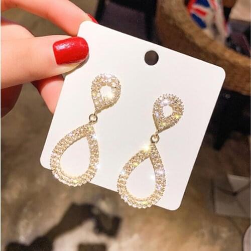 New 2021 Fashion Gold Silver Colors Crystal Big Small Water droplets Earrings For Women Jewelry Earing Girl Gift Party Jewellry