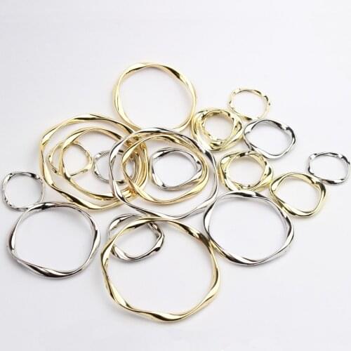 Zinc Alloy Round Geometric Round Circle Twisted Ring Charms for Jewelry Making Bulk 6pcs/lot