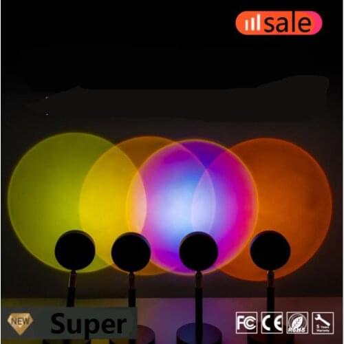 INS USB Sunset Projector LED Night Lamp Sun Projection Desk Light Rainbow Atmosphere Live 5V Sun Never Sets Big Optical Lens