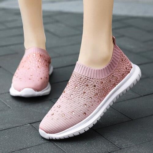 Plus Size Summer Lightweight Sneakers Sock Woman Running Shoes Women Sport Shoes Ladies Sports Pink Knit Basket Femme 2020 D-628