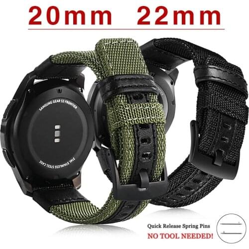 22mm 20mm Nylon loop WatchBand For Samsung Galaxy 46MM Watch 3 band 41mm 45mm Gear S3 Sport strap for Amazfit Huawei GT 2 Pro