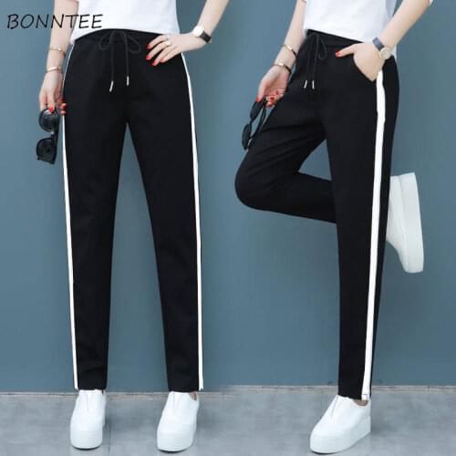 Harem Pants Women Daily Simple Breathable Drawstring Elastic High Quality Womens Clothing Ulzzang Ankle-length All-match Fashion