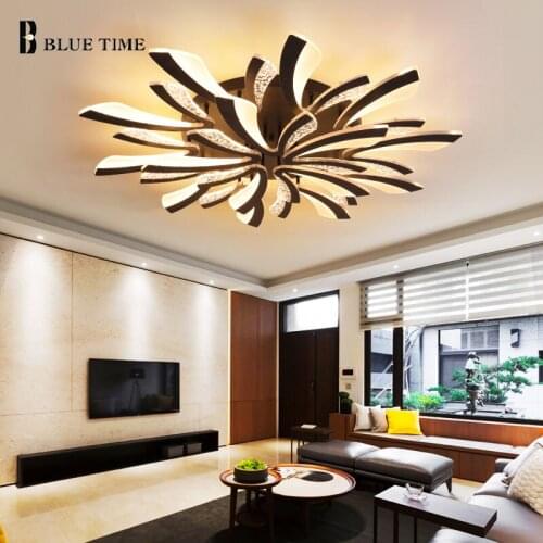 Modern Led Chandelier Home Ceiling Chandeliers Lamp For Living Room Bedroom Surface Mount Acrylic Lamps AC 110V 220V Black White