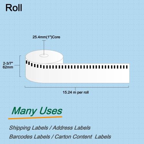 2-3/7" x 50' Multipurpose Label Compatible with Brother DK 2205 Work with QL570 QL700 QL720NW QL810 Printers Blank White