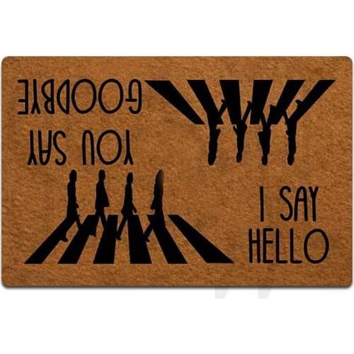Funny Front Door Mat You Say Goodbye and I Say Hello Doormat Funny Decor Rubber Non Slip Backing Funny Doormat for Outdoor/Indoo