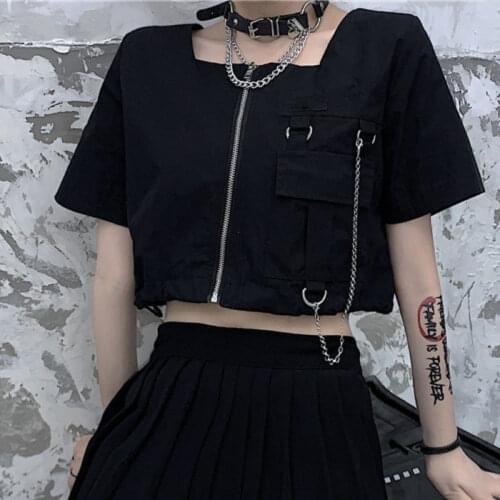 Woman tshirts summer Gothic dark Short ropa mujer tops y2k aesthetic femme t-shirts vintage mulher camisetas Harajuku clothes