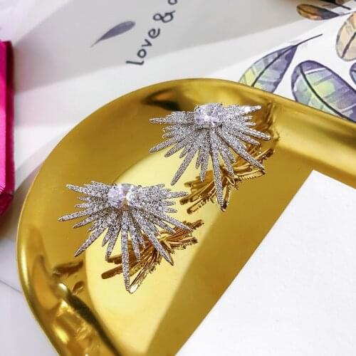 Fashion jewelry luxury full zircon shiny exaggerated star earrings personality irregular star star women nightclub party earring