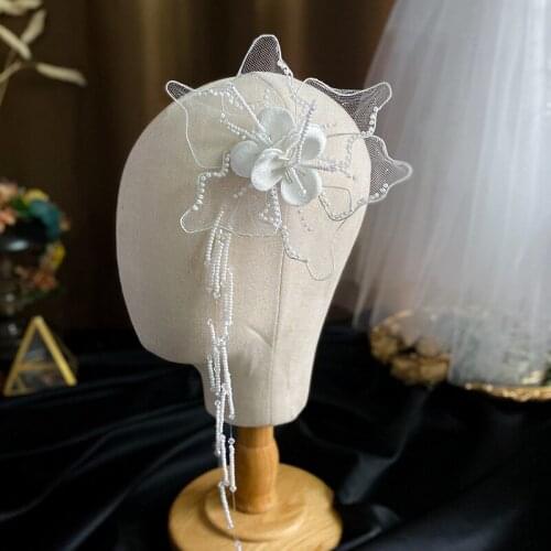 Big White Floral Hair Clip Bridal Tiaras Handmade Wedding Accessories Women Headpiece Barrette Side Clips for Bridesmaid