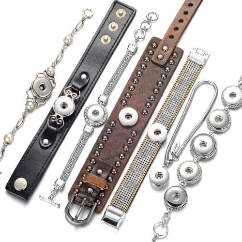 10pcs/Lot Stainless Steel Bracelet With Ginger Snap Button Charms Jewelry fit 18mm Button NN-667*10