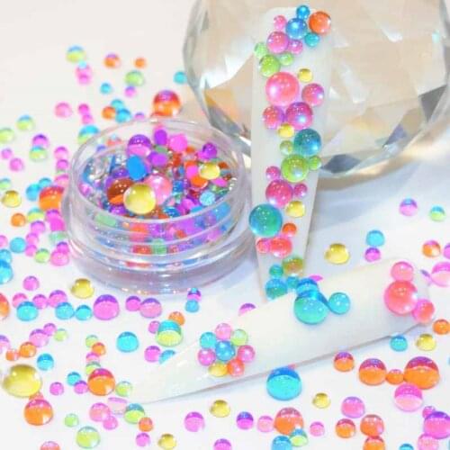 Mermaid Round Glass Crystal Beads AB 3D 300pcs Bead Diamond Nail Art Rhinestone Tips Decor NEW 20-21 3D Flatback Acrylic Stone