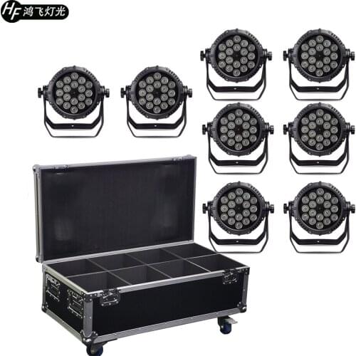 8 Pieces 18x12w IP65 waterproof Par Light + Flight Case RGBW 4in1 DMX512 Full Color Outdoor Light