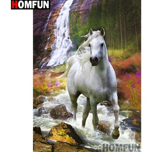 HOMFUN Full Square/Round Drill 5D DIY Diamond Painting "Animal horse" 3D Embroidery Cross Stitch 5D Home Decor A13749