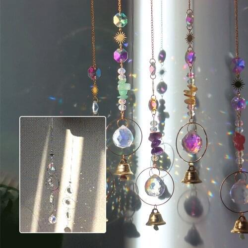 Shiny Handles Crystal Hanging Prism Ball Chakra Beads Strand Design Rainbow Suncatcher Chandelier Chrismas Decoration