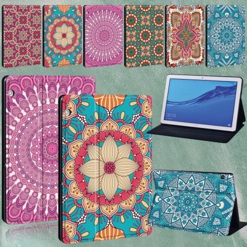 For Huawei MediaPad T3 8.0/T3 10 9.6/T5 10 10.1"Anti-fall Case for MediaPad M5 Lite 10.1"/M5 10.8" Mandala Pattern Tablet Cover
