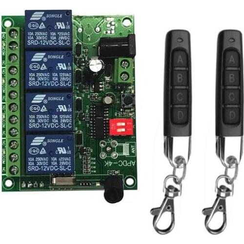 DC 12V 24V 10A 4 channel relay switch RF Wireless Remote Control system Receiver Transmitter 315mhz 433mhz Fan/Motor