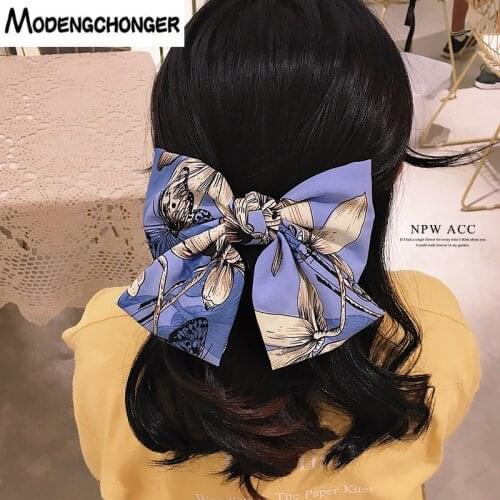 Two Levels Chiffon Hair Bow Flower Hair Clips For Women Girls Hairgrips Bohemia Big Large Barrette High Quality Hair Accessories