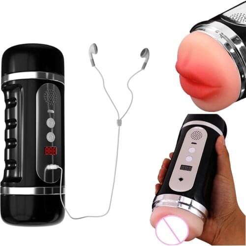 Electric Male Masturbator Realistic Vagina Aircraft Oral Mouth Male Masturbator Cup Deep Throat Pussy Mouth Sex Toys for Man