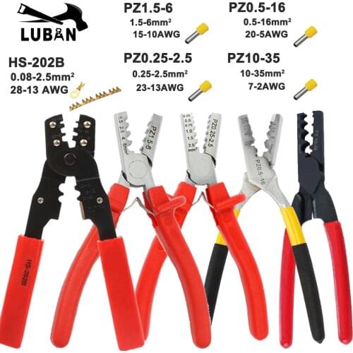 PZ0.25-2.5 PZ1.5-6 PZ0.5-16 PZ10-35 GERMANY STYLE CRIMPING PILER FOR terminal 1.5-6mm2 CRIMPING PLIERS crimping tools HS-202B
