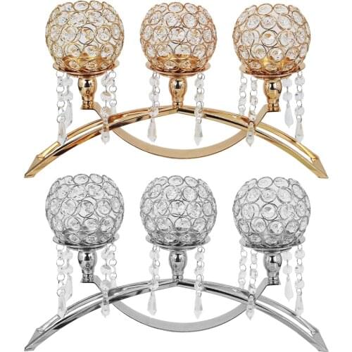 Crystal Candle Holder 3 Arm Candelabra Wedding Table Centerpiece