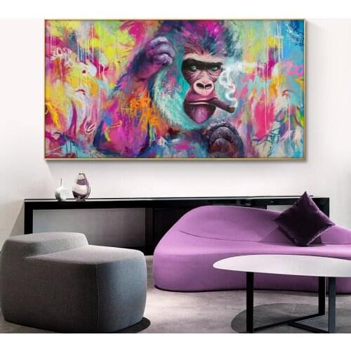 DDWW Painting Decor Wall Art Posters and Prints Modern Animal Prints Funny Smoking Orangutan Canvas Paintings Room Decor