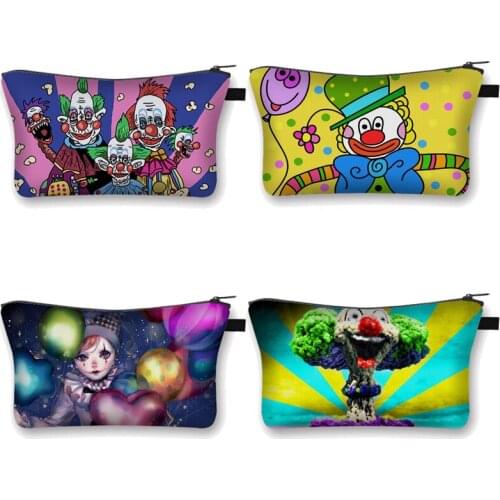 Funny Clown Print Cosmetic Case Women Fashion Makeup Bag Ladies Toiletry Bags Female Travel Organizer Make Up Bags