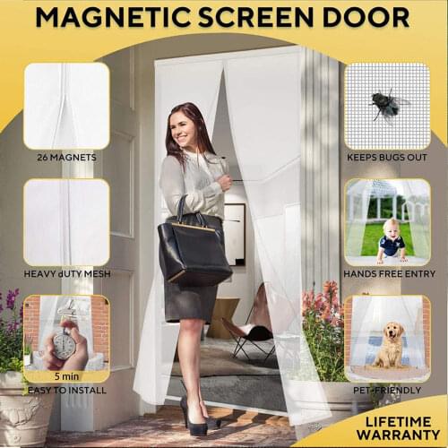 Magnetic screen door and magnetic self-priming curtain, cool summer privacy curtain, anti-mosquito, anti-mosquito, transparent