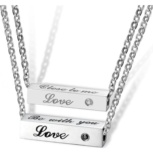 Fashion Women Men Necklace Rhombus Necklaces Pendants Crystal Love Jewelry Hot Sale