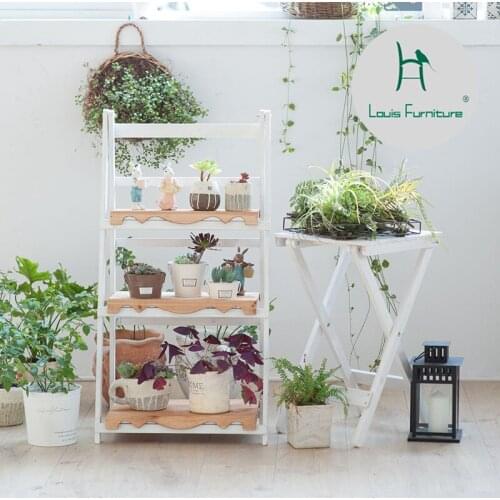 Louis Fashion Plant Shelves Multi-storey, double-color indoor balcony, flower rack, solid wood decoration, fleshy plant grocery
