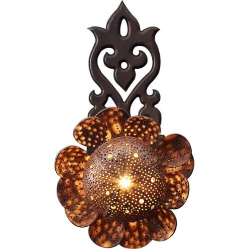 Loft handmade coconut shell wall lamps restaurant clubhouse villa living room Southeast Asian wall sconces lights deco lighting
