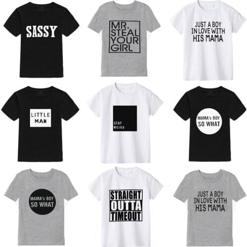 2020 new summer fashion boys t shirt for children 100% cotton Short sleeve girls tshirt for kids tops 2-10 year black white