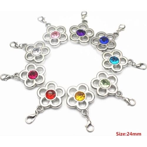 New Arrived 100pcs/lot Random CCB Flower Crystal Dangle Charms Lobster Clasp Charms For Bracelet Pendant Necklace DIY Jewelry