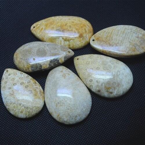 Nature gem stone pendants foss stone charms women pendants teardrop shape size 30x50mm wholesale jewelry orders