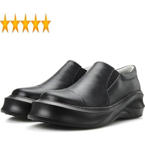 Casual European Mens Thicken Platform Shoes 2021 British Genuine Leather Man Footwear Slip On Creeper Comfort Loafers Zapatos