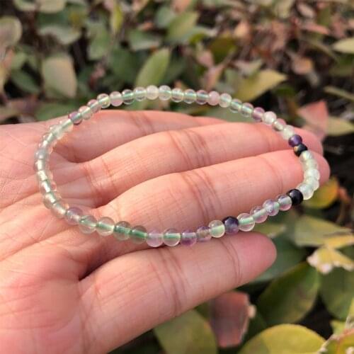 Natural Rainbow Fluorite Bracelet Colorful Round Beads Crystal Quartz Healing Stone Women Jewelry Gift